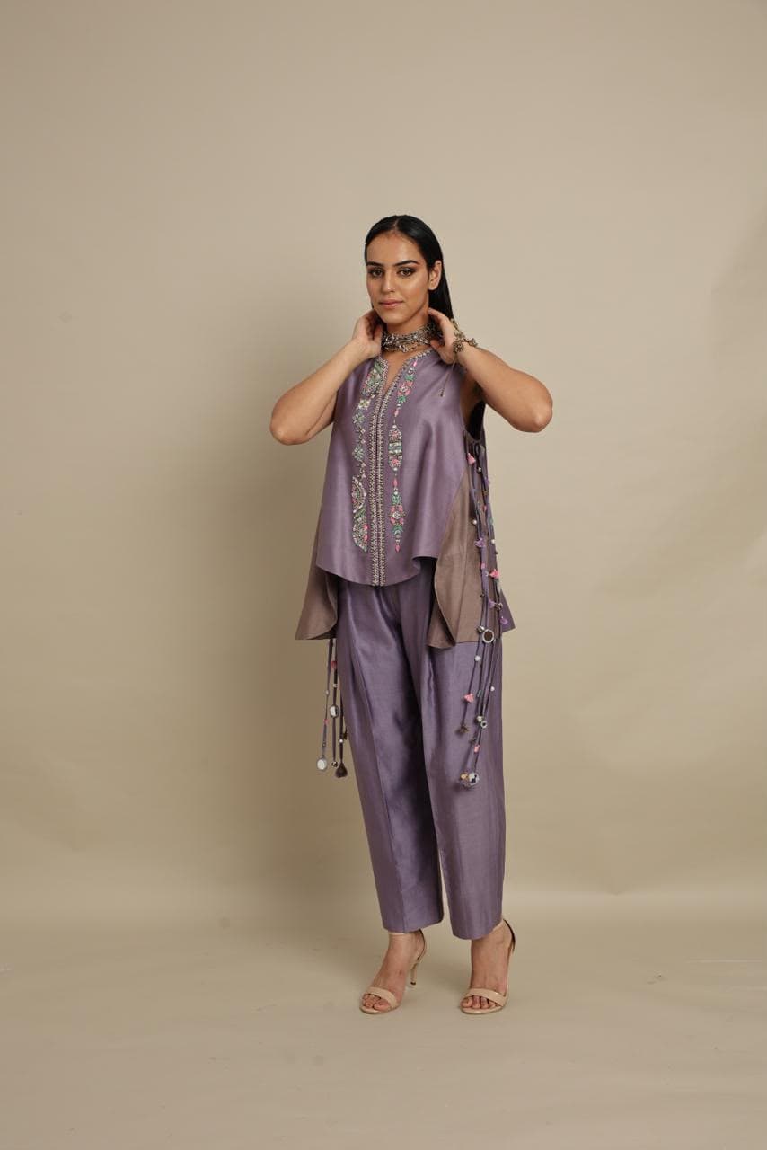 Lavender Embroidered Layered Set