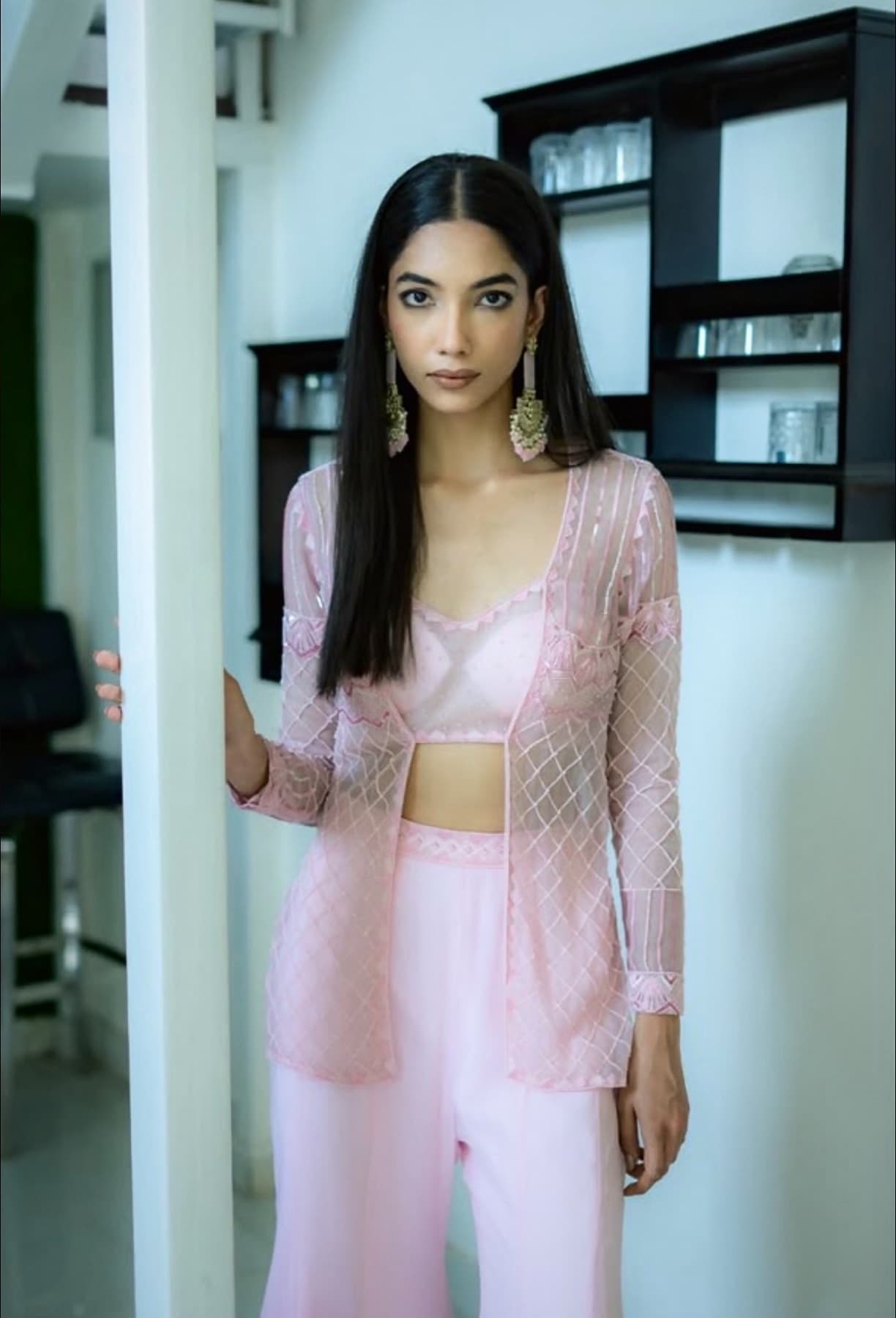 Sheer Embroidered Jacket Co-ord
